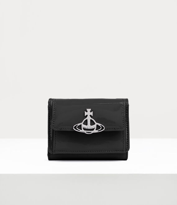 Vivienne Westwood Shiny Patent Small Flap Purse in BLACK